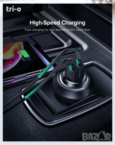 Ugreen Универсално мини зарядно за автомобил 5V/4.8A, два USB порта, снимка 8 - Зарядни за кола - 41811632