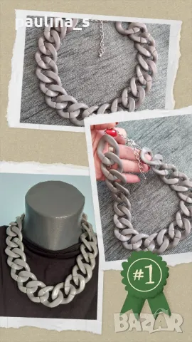 Лотове от бижута, чокъри тип вериги в черно и сиво / чокър и гривна, обеците са подарък, снимка 10 - Бижутерийни комплекти - 37897945