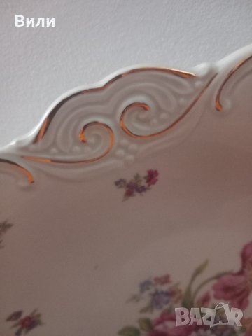 Уникално, ръчно декорирано и позлатено плато, снимка 3 - Чинии - 41760660