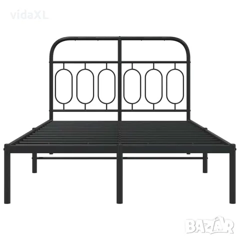 vidaXL Метална рамка за легло с горна табла, бяла, 120x200 см, снимка 4 - Спални и легла - 56147475