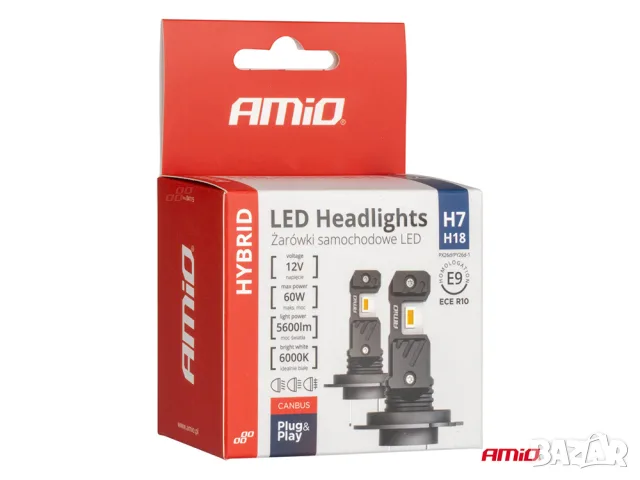 LED крушки AMiO Hybrid H7 6000K 60W 12V CANBUS, снимка 5 - Аксесоари и консумативи - 55868749