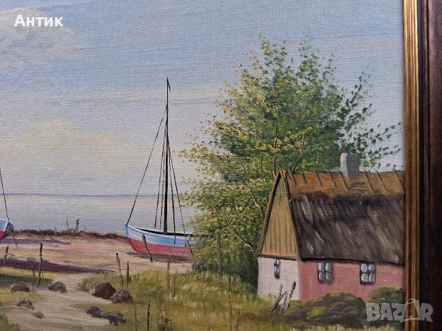 Красива Стара Картина Живопис Маслени Бои на Платно Канава, снимка 6 - Антикварни и старинни предмети - 53772607