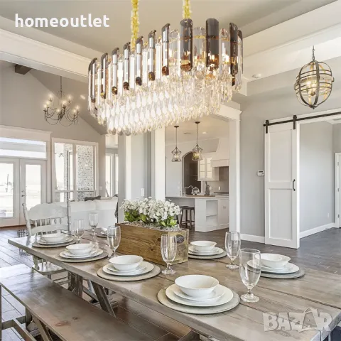 ПРОМОЦИЯ Кристален полилей с атрактивен дизайн WISFOR JJ-ZZ138-60-CGY-WF, снимка 2 - Полилеи - 50192065