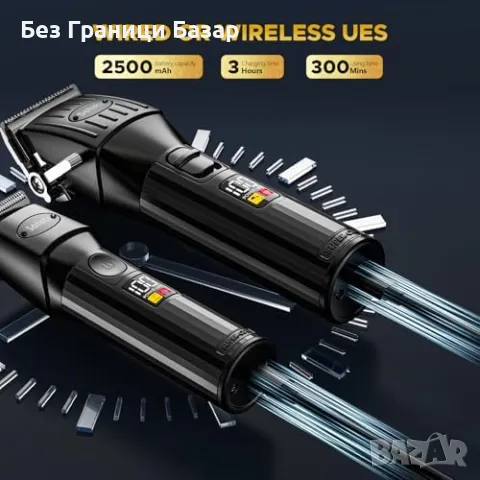 Нов Комплект машинки за коса и брада – 10 гребена, тиха работа, LCD за мъже, снимка 4 - Машинки за подстригване - 49660698