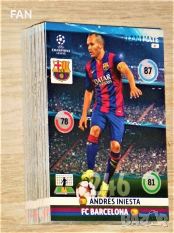 Комплект от 50 бр. футболни карти Панини /PANINI/ от Шампионска лига сезон 2014/15 Барселона, Шалке