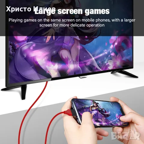 Кабел Lightning към HDMI 2M за iPhone/iPad 1080p конверторен кабел, снимка 5 - Аксесоари за Apple - 56307491