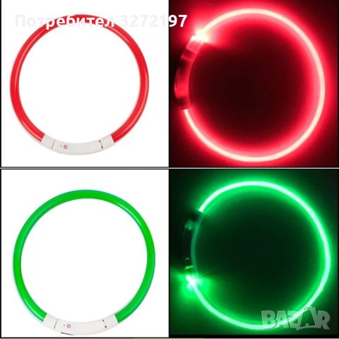 Led USB нашийник за кучета ,налични 2 цвята син и червен, снимка 2 - За кучета - 40976254