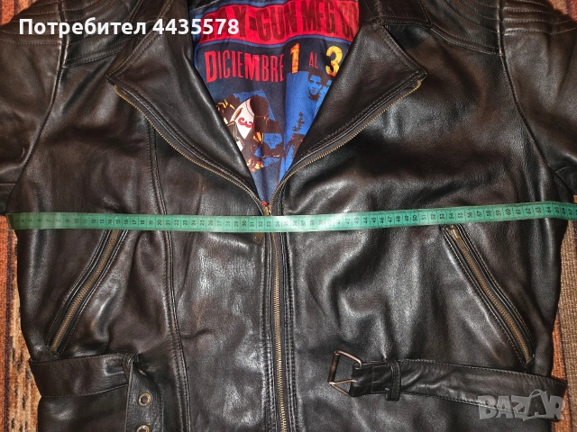 Кожено мото яке тип рокерско (рокерия) от естествена кожа, снимка 5 - Якета - 52886456