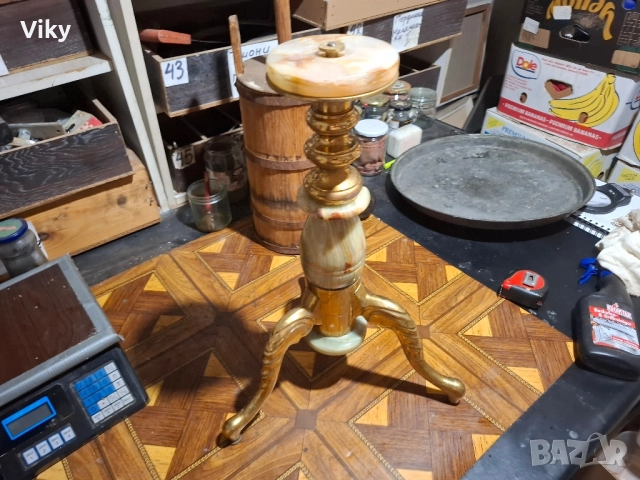 Стара месингова поставка с три крака, снимка 12 - Антикварни и старинни предмети - 51583134