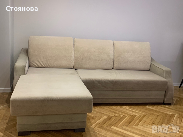 Ъглов Разтегателен диван" Тузар" с функция сън и 2 ракли за багаж, снимка 1