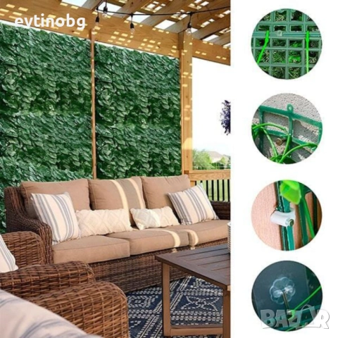 Ограда от зелени листа - панел за уединение с реалистичен вид 3 x 0,5 м, снимка 7 - Огради и мрежи - 53778547
