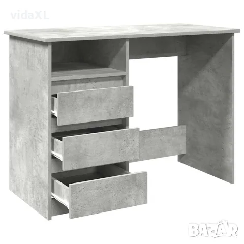 vidaXL Бюро, бетонно сиво, 102x50x75 см, инженерно дърво, снимка 4 - Бюра - 56148274