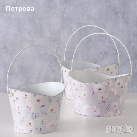 Метална кашпа-три размера/кашпа/саксия, снимка 3 - Саксии и кашпи - 44619557