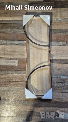 Дървена стенна етажерка  – метални конзоли – 53 × 23 × 17, снимка 2 - Други стоки за дома - 52988717