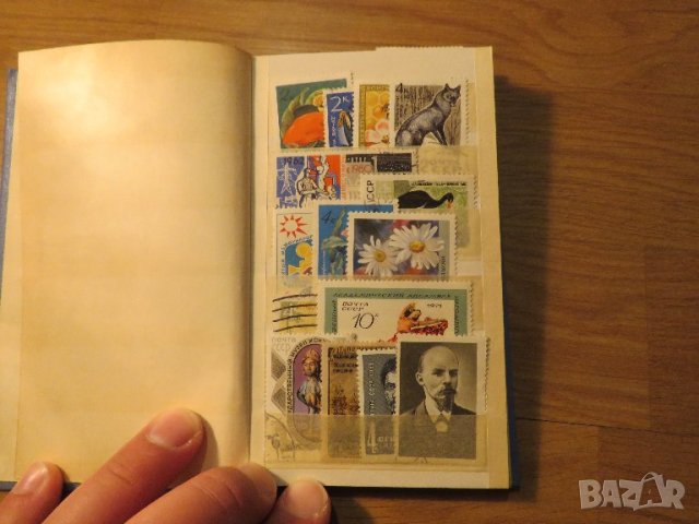 Колекция от 100 стари пощенски марки - синя корица  - птици, риби, цветя, красиви местности, видни л, снимка 3 - Филателия - 40792355