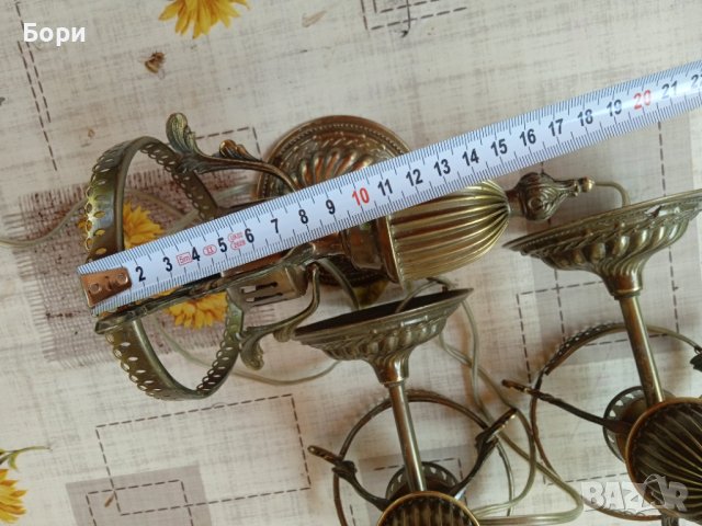 Немски Бронзови стенни лампи, снимка 14 - Лампи за стена - 40780233