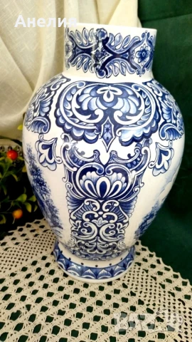 Ваза с капак от Холандия (Делфтска керамика), снимка 4 - Вази - 51257313