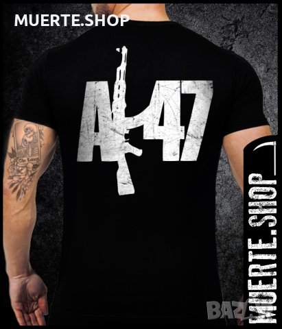 Черна тениска с щампа АK 47