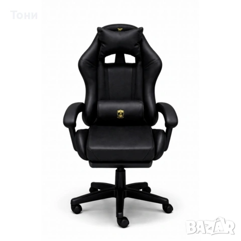 геймърски стол с масажна функция, поставка за крака и ергономична метална рамка, PU кожа, снимка 4 - Столове - 53448878