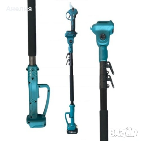 Комплект 3 в 1 от акумулаторна лозарска ножица, акумулаторен мини верижен трион и телескопичен прът, снимка 8 - Други стоки за дома - 53337524