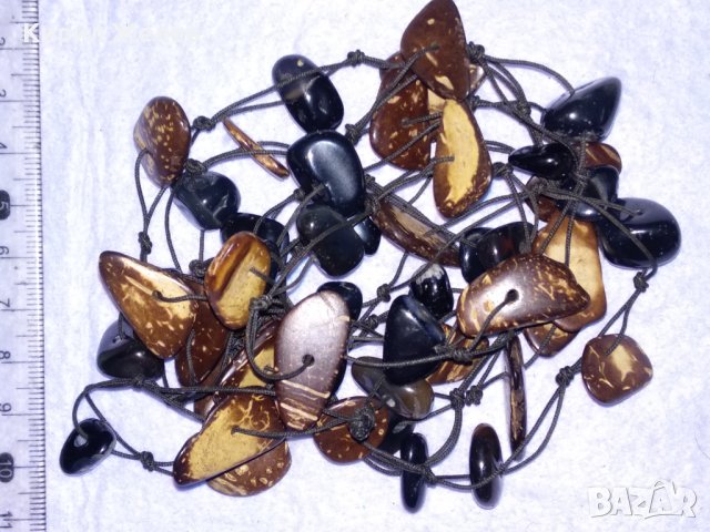 ШАРМАНТНО ХЕНД МЕЙД ВЕЧЕРНО ЛЯТНО АРТ КОЛИЕ ОГЪРЛИЦА от КОКОС и ЧЕРЕН ОНИКС 56541, снимка 11 - Колиета, медальони, синджири - 41761565