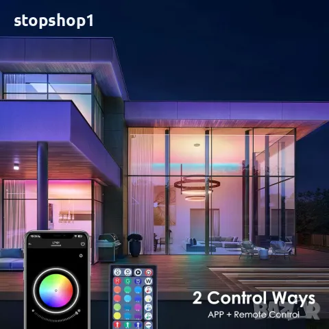 Светодиодни ленти HOVVIDA 20M, 2x10M, 24 LED/метър, 12V RGB LED ленти, 240 LED, APP и дистанционно у, снимка 8 - Лед осветление - 48851312