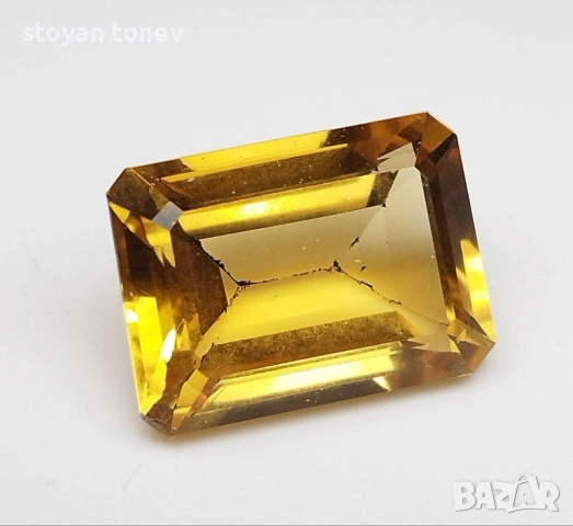 Рядък голям 15.39кт естествен жълт цитрин – VVS чистота, емералд кът, Африка! Нов!, снимка 12 - Други - 53562951