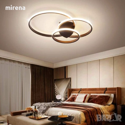 LED лед полилей с дистанционно 3 кръга бяла и кафява 218, 219, снимка 6 - Полилеи - 51536967