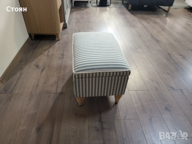 Табуретка от плат на райета цвят сив и кремав, снимка 6 - Дивани и мека мебел - 53757210