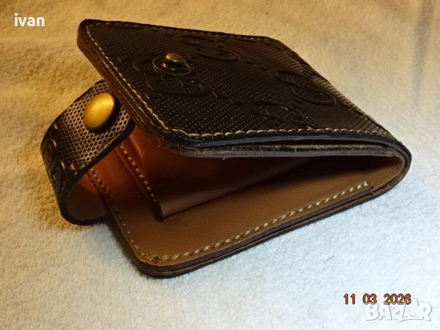 мъжки портфейл от естествена кожа /ръчна изработка/, снимка 4 - Портфейли, портмонета - 53824113