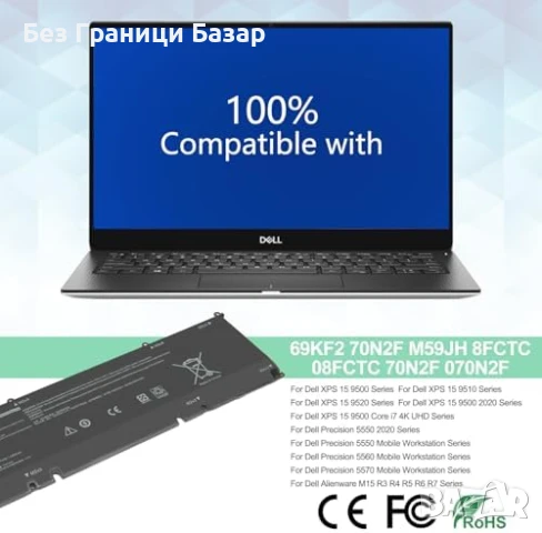 Нова 69KF2 Батерия за Dell XPS 15 9500 9510 9520 G15 Alienware 86Wh, снимка 4 - Друга електроника - 51299134