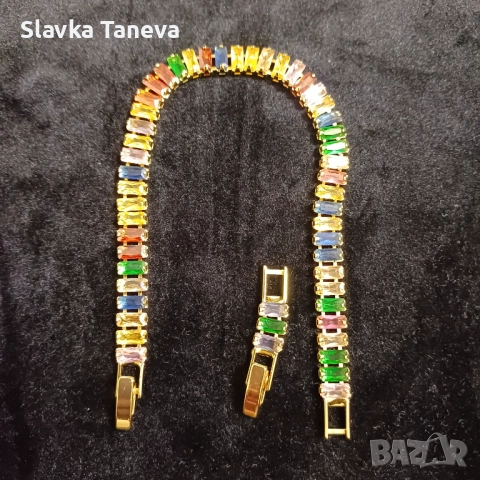 Стоманена гривна, цирконии с различен цвят