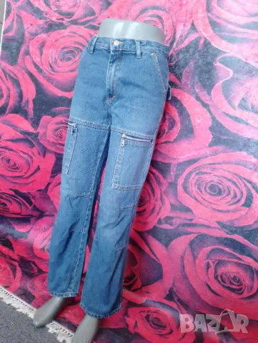 Chester Jeans Дамски дънки с ципове, джобове и широко прави крачоли С/М, снимка 6 - Дънки - 49447342