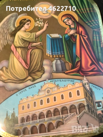 Икона Благовещение на Богородица , снимка 3 - Антикварни и старинни предмети - 53487469