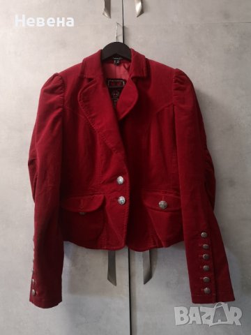 Червено Сако Есенно-Зимно Кадифе, снимка 5 - Сака - 42492447