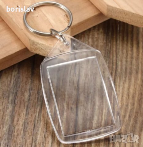 Пластмасови ключодържатели - Празни, Прозрачни, 3.5x4.5 см