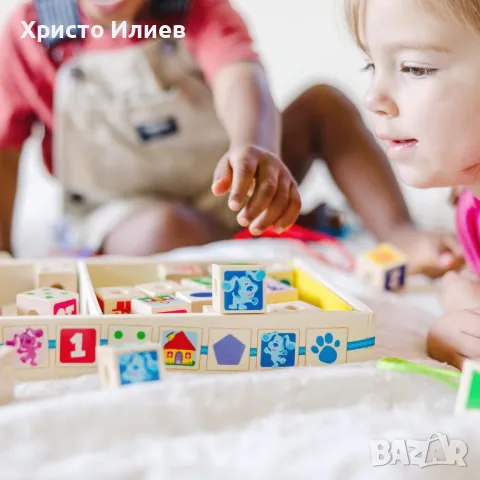 Дървени мъниста за нанизване Melissa & Doug Дървени кубчета Загадките на Блу, снимка 8 - Образователни игри - 49724209
