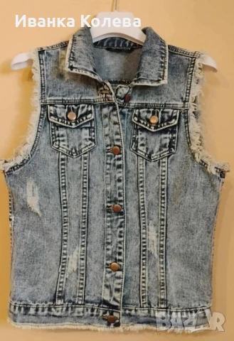 Стич, ръчно рисувано дънково елече, снимка 3 - Детски якета и елеци - 51242734