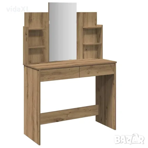 vidaXL Тоалетка с огледало, дъб артизан, 96x39x142 см