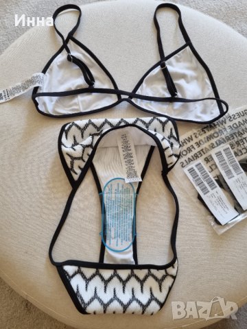 Бански костюм от две части S/M размер бял черен triangle bikini горнище долнище , снимка 8 - Бански костюми - 41392375