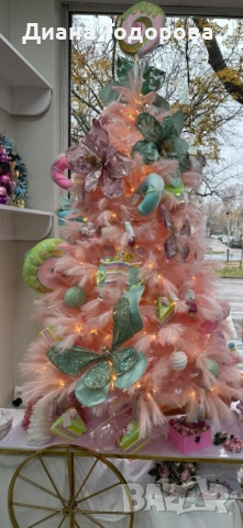 Розова елха с вградени светлини, снимка 2 - Декорация за дома - 52708327