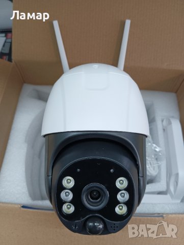 Соларна безжична въртяща се водоустойчива камера WI FI 5MP проследяване на движение LED осветяване, снимка 3 - IP камери - 37859368