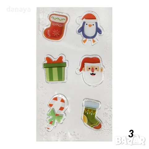 5529 Комплект силиконови коледни стикери за прозорец, различни модели, снимка 4 - Декорация за дома - 48311399