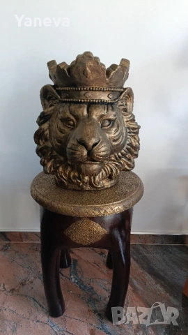  „Лъв с корона“, впечатляваща скулптура, символ на сила, увереност и успех., снимка 3 - Статуетки - 53580063