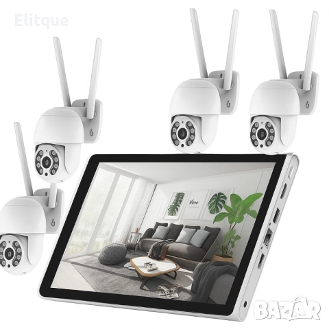 Безжичен WiFi комплект с 4 камери 4К Ultra HD+DVR за видеонаблюдение, снимка 3 - Други - 52853724