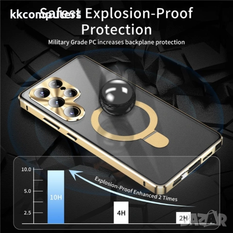 Магнитен калъф за Samsung Galaxy S26 Ultra с протектор – матов PC гръб, метална рамка и стойка, 5 цв, снимка 8 - Калъфи, кейсове - 53680957