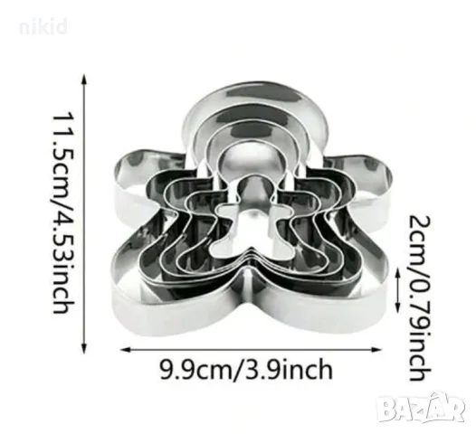 5 бр Дете човек джинджифилово човече метални форми резци за тесто сладки фондан резец, снимка 6 - Форми - 48420511