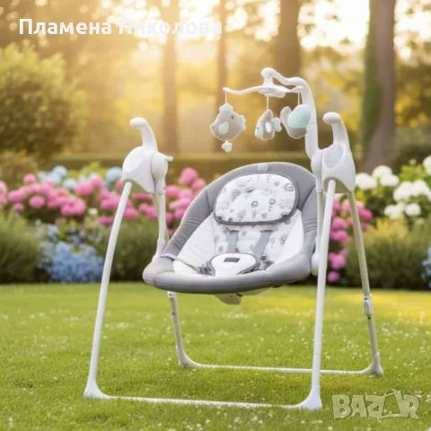 Електрическа люлка за бебе Zizito Hana - сива, снимка 7 - Детски люлки - 56072217