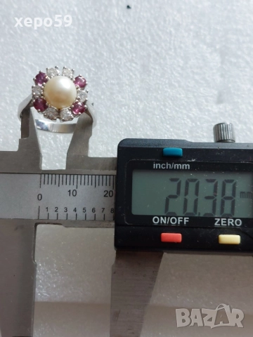 Лот от 4 златни пръстена-диаманти рубин, аметист,оникс,перла,гема,, снимка 6 - Пръстени - 52226850