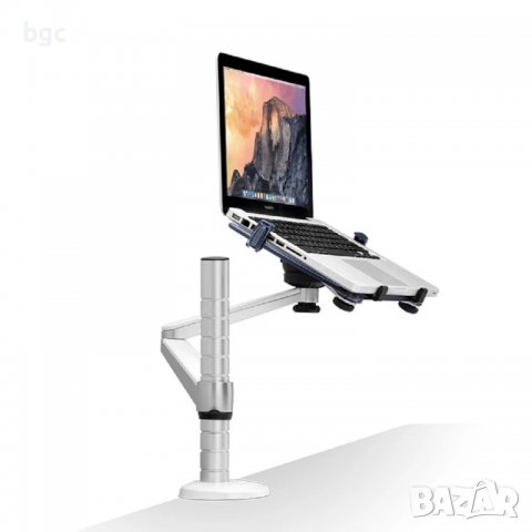 Алуминиева Регулируема Стойка Монитор+Лаптоп Ергономична Работна Станция 